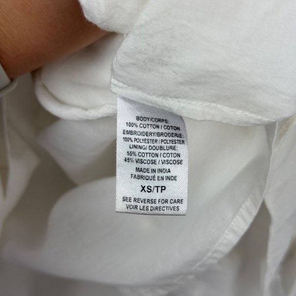 Cami Nyc Womens White Floral Appliqué Long Sleeve Cotton Carolina Mini Dress XS - Picture 7 of 16